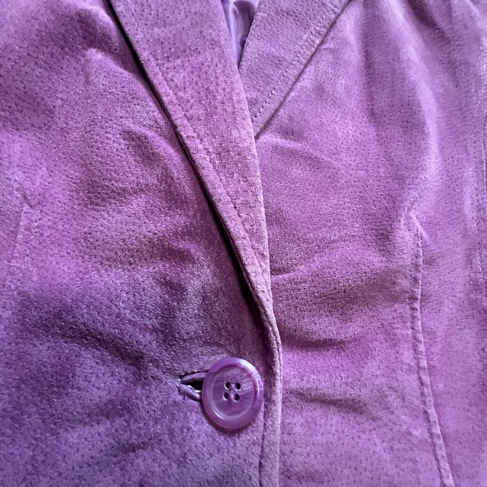 Relativity Purple Suede Leather Blazer Jacket - Picture 3 of 5